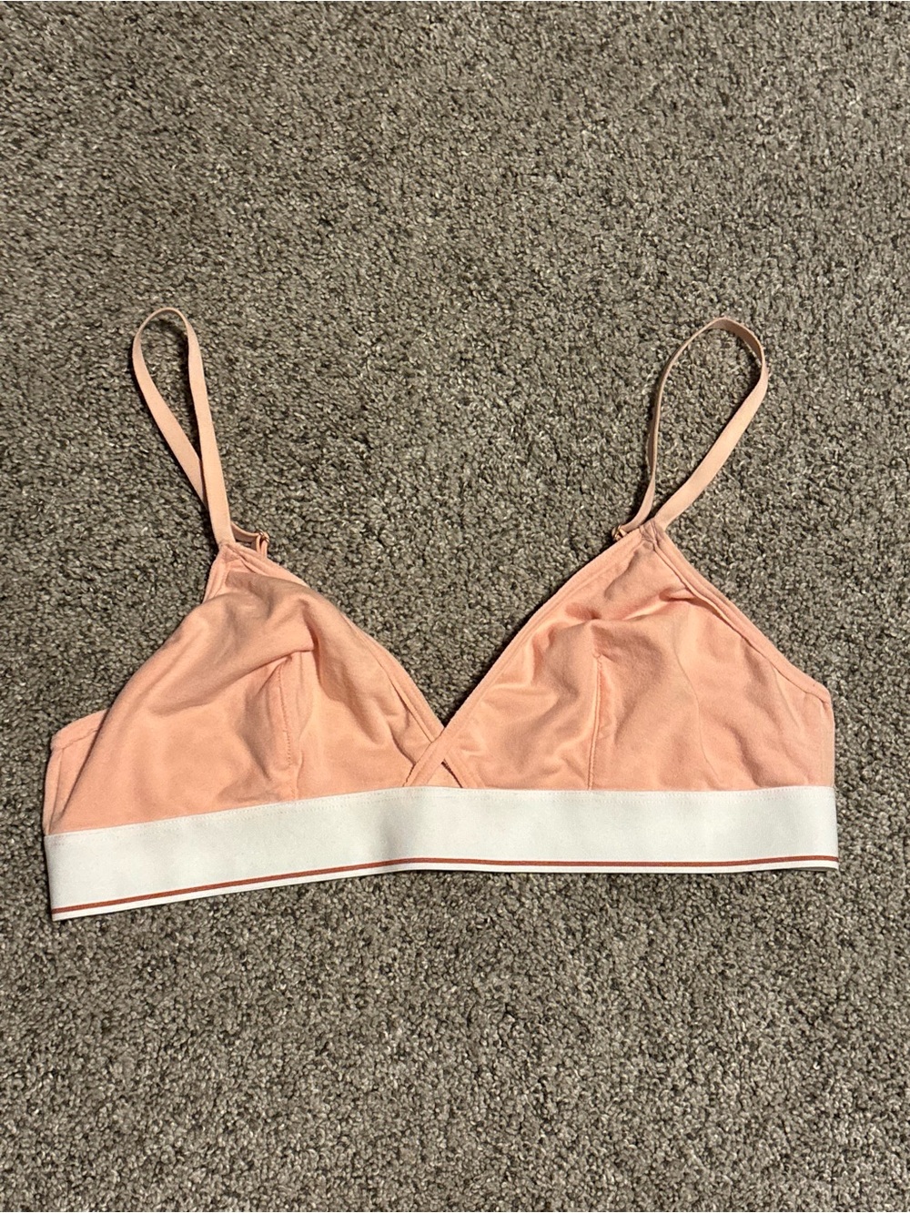 Madewell Peach Bralette with White Contrast Band